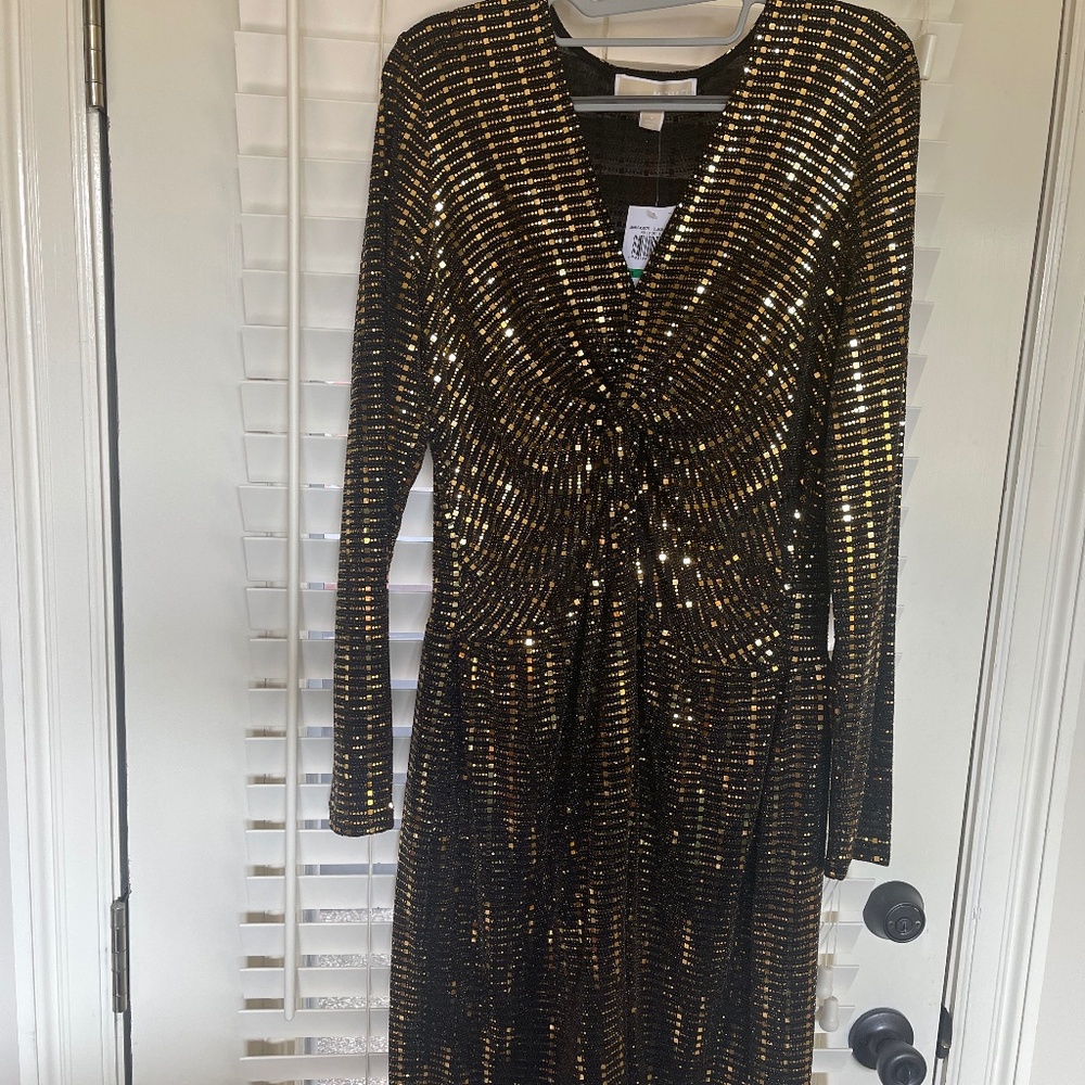 Michael Kors | Black / Gold Mini-Dress (L)